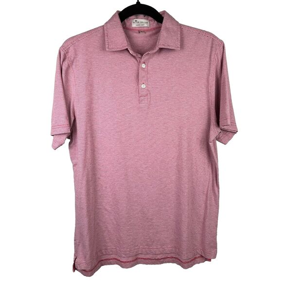 Peter Millar Crown Soft Polo T Shirt Collared Short Sleeve Pink White Striped S - Picture 2 of 10